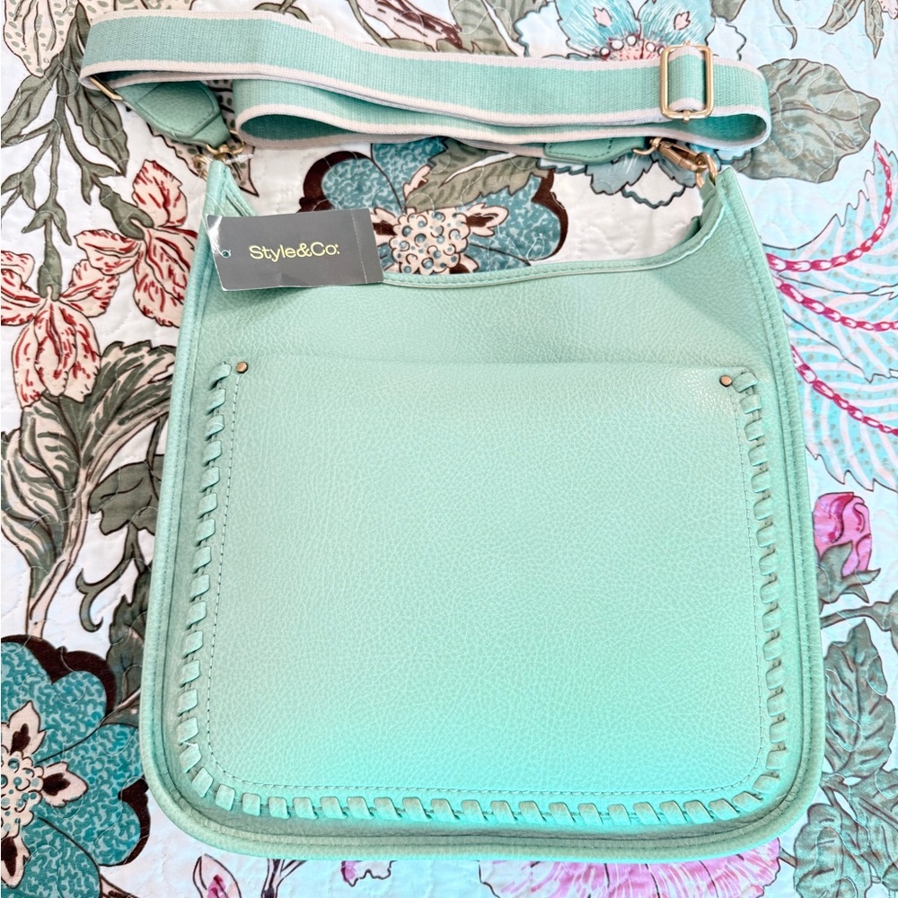 Style & Co. Whipstitch Medium Crossbody bag in a mint color